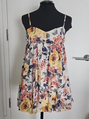 Rienda Gyaru Japan Multicolor Yellow And Teal Floral Bubble Hem Summer Dress